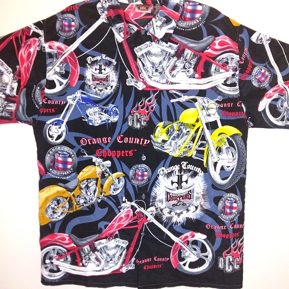 Vintage Orange County Chopper Short Sleeve Button Down Men's Size Large - Picture 2 of 12
